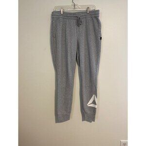 Reebok Women’s L Grey Jogger Sweatpants Logo Pull-On Elastic Waist Casual Comfy